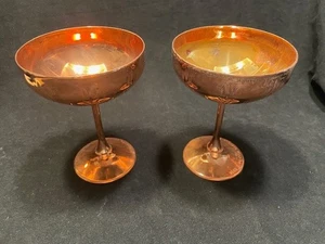 Absolut Elyx Martini Gin, schweres Kupfer, Weizenmotiv, Coupekelch, 2 Stück - Bild 1 von 6
