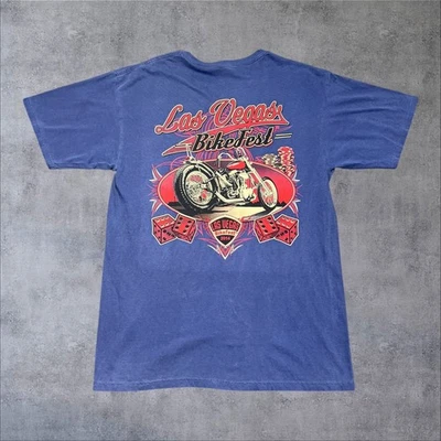 Camiseta de colección Las Vegas Bike Fest motocicleta dados tarjetas motociclista azul claro para hombre L Foto 1 de 4