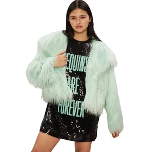 Taylor Swift The Life of a Showgirl Mint Faux Fur Coat Jacket Size M/L PRE-SALE - Picture 1 of 7