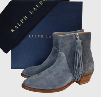 NUEVO RALPH LAUREN COLECCIÓN NINETTE "Pizarra" Gamuza Botines EU-38B US-7.5/8 Foto 1 de 4