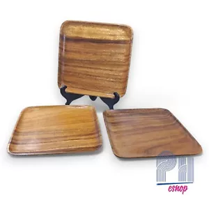 Square Wooden Plates 11"x12" Dinner Plates trays PLATERS MCM - Lot of 3 - Picture 1 of 10