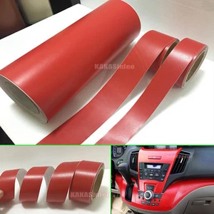 DIY - Red Matte Leather Decal Textured Vinyl Sticker Tape for Car Phone Wrap CF - Picture 1 of 5