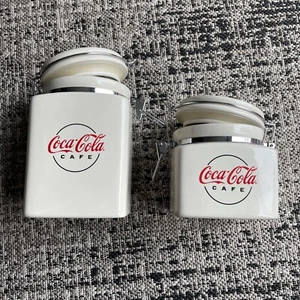 Coca Cola x2 Canisters / Storage Jar Gibson 2007 Coffee Tea Cookie Coke Diner - Foto 1 di 11