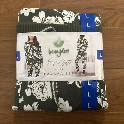 Honeydew Womens Size L  2-Piece Super Soft Pajama Set Olive  Floral - Image 1 of 2