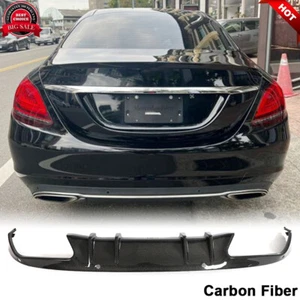 Fit For Mercedes Benz W205 C180 C300 15-19 CARBON FIBER Rear Bumper Diffuser Lip - Foto 1 di 12