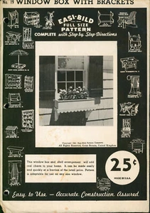 1942 Easi-Bild #19 Window Box with Brackets Full Size Pattern - Unused - Picture 1 of 1