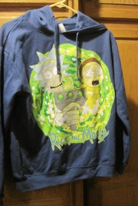 Rick and Morty Blue Hoodie Sweatshirt~Boys Size L~LBDE9 - Picture 1 of 9