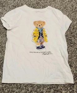 Polo Ralph Lauren Girls HRB Is Blue Polo Bear Graphic Print Short Sleeve T-Shirt - Picture 1 of 3