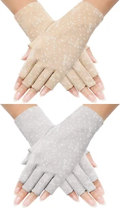 Women Sunblock Fingerless Gloves UV Protection Driving Gloves Summer Mitten Non  - Picture 1 of 12