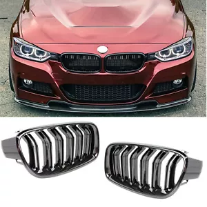 für BMW 3er F30 F31 F35 Limo Touring Nieren Grill GLANZ SCHWARZ Doppelsteg - Bild 1 von 4