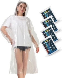 Rain Ponchos for Family Adults - Disposable Adult Rain Poncho with Drawstring Ho - Picture 1 of 12