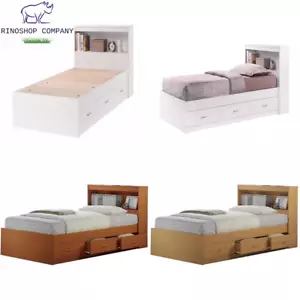 Twin Storage Bed Frame With Headboard 3-Drawer Wood Mattress Not Included - Picture 1 of 16