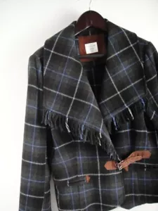 Giacca H&M L.O.G.G Euro taglia 46 o L antracite a quadri con frange bordo cropped - Foto 1 di 8