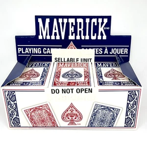 Paquete de 12 barajas de póquer de índice regular estándar Maverick caja de exhibición - Imagen 1 de 11