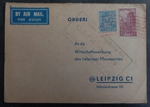 1951 India Airmail Postcard ties 2 Stamps cd Calcutta-Leipzig - Picture 1 of 2
