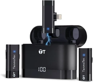 iPhone Wireless Lavalier Microphone w/Charge Case, 30m(98ft) Range,48 Hr Battery - Picture 1 of 7