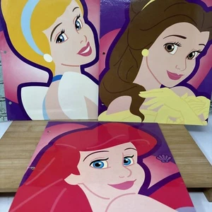 Lot Of 3 Disney Princess 3 Hole 2 Pocket Portfolio Folder Cinderella Belle Ariel - Picture 1 of 6