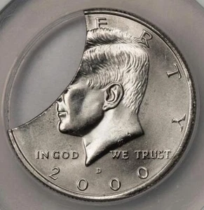 2000 D NGC MS63 HUGE 30% Clip Planchet Kennedy Half Dollar Mint Error a Wow Coin - Picture 1 of 4