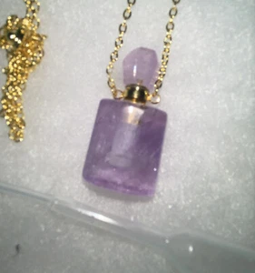 Natural Amethyst Perfume Bottle 16-18” necklace - Picture 1 of 6