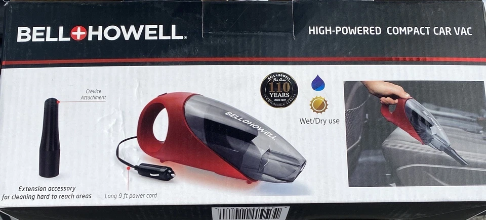 New Bell & Howell High Powered Car Vac 12V Car Outlet Plug Wet/Dry Crevice Tool - Image 1 of 1