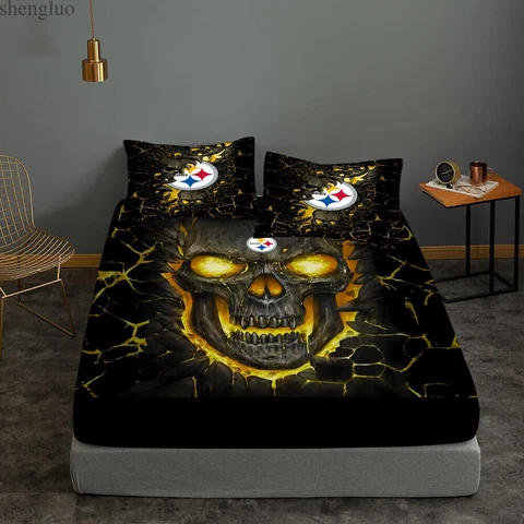 Pittsburgh Steelers Bedding Set 3PCS Fitted Sheet Mattress Cover Pillowcase Gift Cover