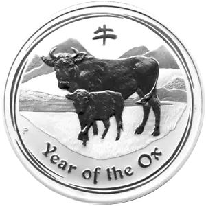 1 OZ Silber Lunar II 2009 Jahr des Ochsen 1 AU$ Lunar II 2009 Silver 999 - Bild 1 von 1