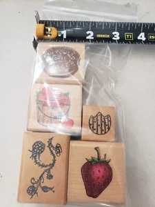 Lot of 5 food related items oreo apple strawberry rubber stamps #156 - Picture 1 of 4