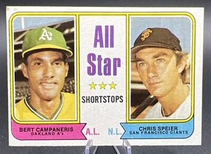 1974 Topps #335 Bert Campaneris & Chris Speier All Star Shortstop Baseball Card - Picture 1 of 2