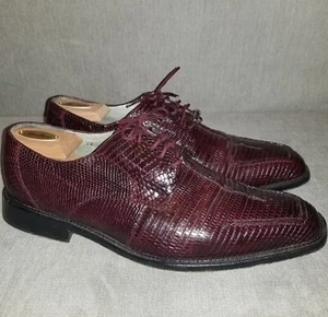 Scarpe stringate Studio BELVEDERE uomo bordeaux vera pelle di lucertola taglia 12 ottime condizioni - Foto 1 di 10