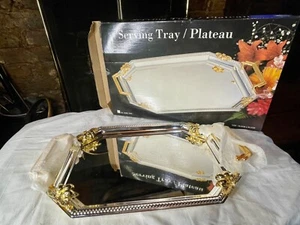 🌟 Ornate Gold Mirrored Serving Tray – 40cm Vanity Display with Box 🌟 - Picture 1 of 9