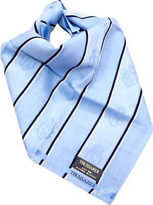Trussardi Men Japan Cotton Handkerchief Woven Logo Monogram-Baby Blue-50cm - Image 1 of 4