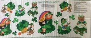 VIP Cranston Fabric Panel Top O' The Morning Appliques Shamrock Irish Leprechaun - Picture 1 of 10