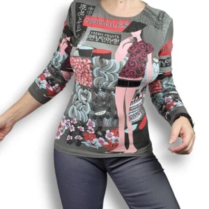 Custo Barcelona Noodles Shirt Ladies M 10 Beaded Designer Fairy Rave Y2K Vintage - Picture 1 of 8