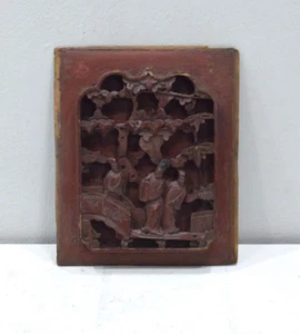 Chinesische Tafel geschnitzt Holz Natur Landschaft - Bild 1 von 2