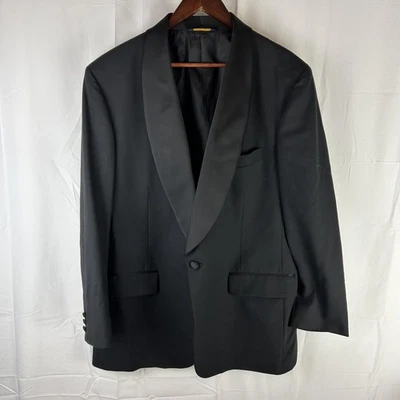 Brooks Brothers Tuxedo Jacket Mens 44 Black Shawl Lapel One Button Wool Made USA - Image 1 of 4