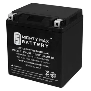 Mighty Max YTX30L-BS 12V 30AH Battery for Polaris 800 RZR 4, RZR S 800 2010-2014 - Picture 1 of 6