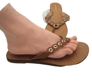 Report Brown Leather Ring Sandals Women's Size 10 - Picture 1 of 18