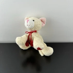 Russ Plush Tabbies Luv Pets 5" Soft Chamois Cream Red Hearts Kitten Valentine - Foto 1 di 6