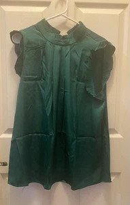 Annie Wear ärmellose Satinbluse XL Smaragdgrün Neu - Bild 1 von 9