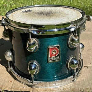Premier Made in England 10” Tom Drum Lacquer Finish Genista Turquoise - Picture 1 of 15