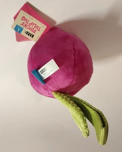 Bark Dog Toy Plucky Tulip NWT Squeaker Crazy Crinkle Tug Strap Lg 50+ Lbs - Picture 1 of 7