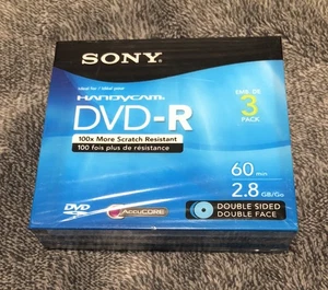 Sony Handycam DVD-R 60min 2.8GB Double Sided Double Faced Discs **NEW 3-Pack** - Picture 1 of 4