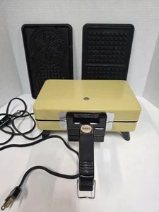 Rival Pizzelle Waffle Maker Harvest Yellow Teflon Removable Plates Tested Works - Picture 1 of 9