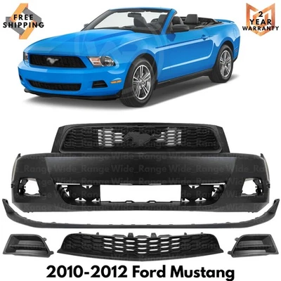 Front Bumper Cover Fascia Paintable & Grille Kit For 2010-2012 Ford Mustang Base Foto 1 de 4