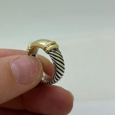 David Yurman Sterling & 14k Metro Cable Ring Size 5 - Image 1 of 4