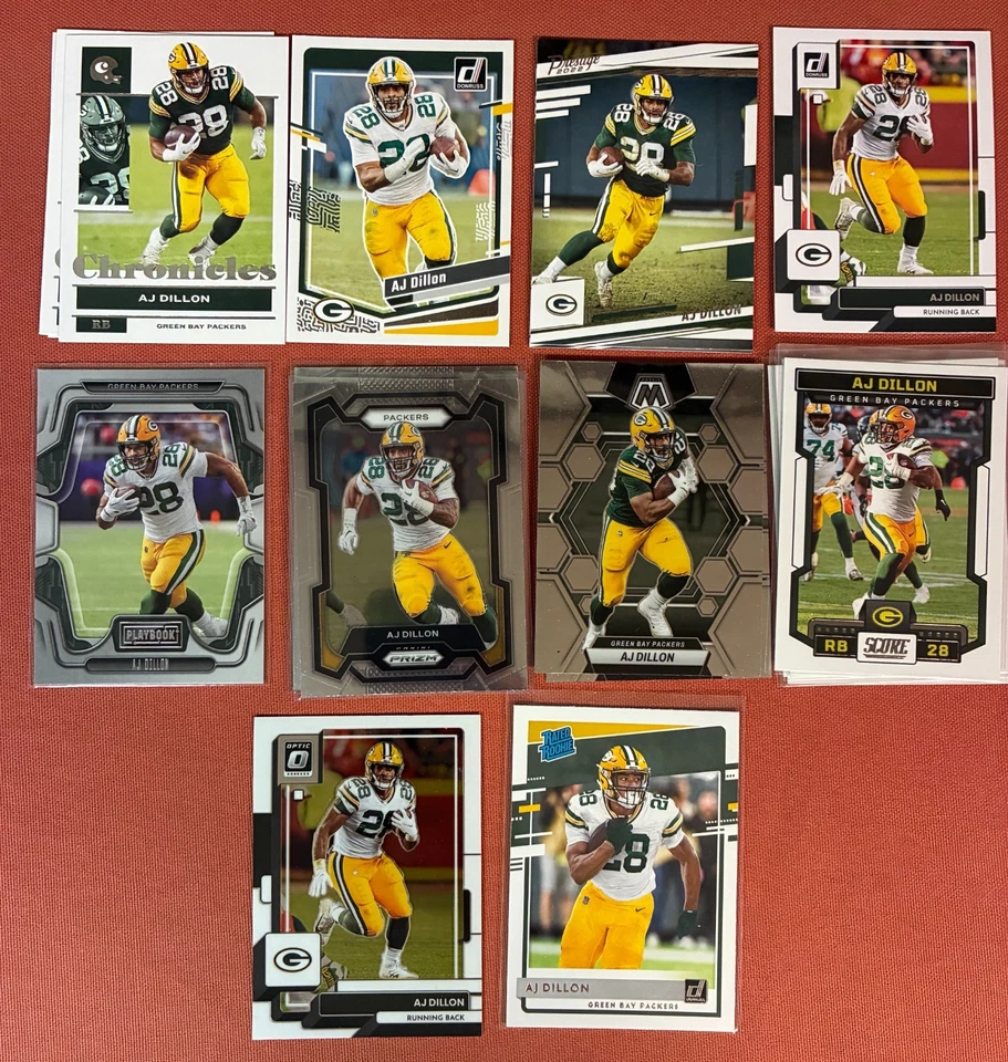 AJ.. Dillon Football Card Lot (20) 1 Rookie + Packers Base. - Image 1 of 1