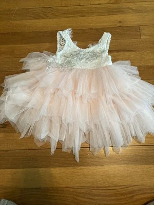 Tutu Tulle Dressy Party Girl Dress 24m-2t  Embellished Floral Lace Dance - Image 1 of 4