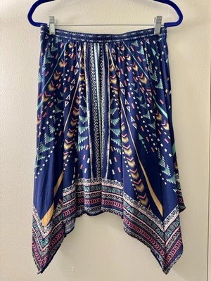 Francesca's Blue Rain Handkerchief Boho Striped Multi Color Skirt Blue Rain Boho - Image 1 of 4