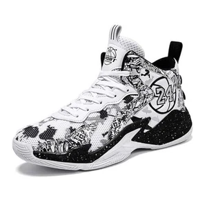 Men's Basketball Shoes No-Slip Breathable Outdoor 9.5 Women/8 Men White Black 2 - Picture 1 of 8