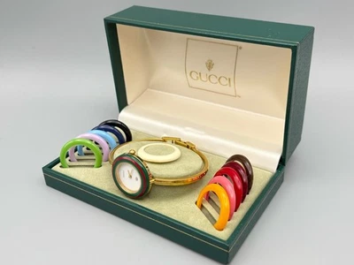 [Near Mint] Vintage Gucci Change Bezel 11/12 Women Watch Gold White 12 Colors - Image 1 of 4